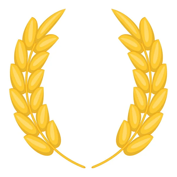 Пшеничні вуха значок вінка, мультиплікаційний стиль — стоковий вектор