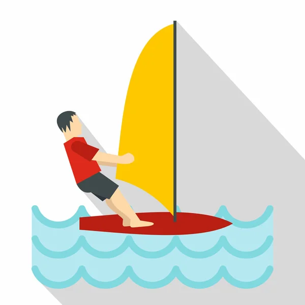 Ícone de windsurf, estilo plano — Vetor de Stock
