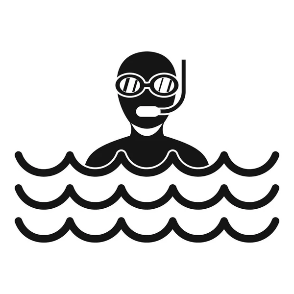 Homem com ícone de mergulho, estilo simples — Vetor de Stock