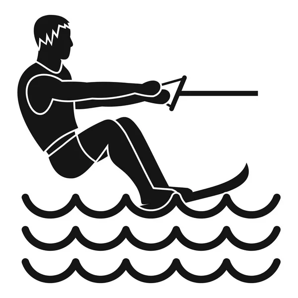 Ícone de homem de esqui aquático, estilo simples — Vetor de Stock