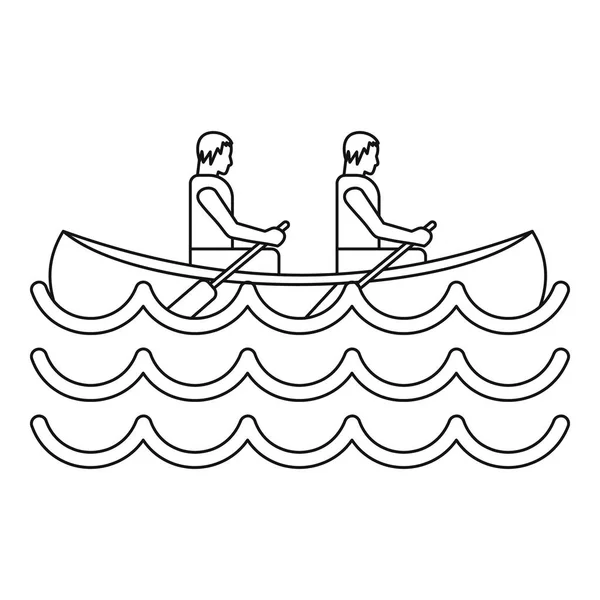 Canoa kayak con due persone icona, stile semplice — Vettoriale Stock