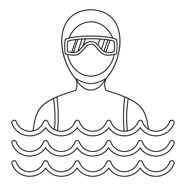 Homem em um ícone de terno de mergulho, estilo simples — Vetor de Stock