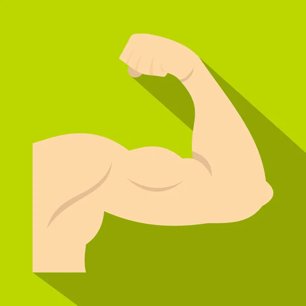 Ramię wyświetlone biceps mięśni ikona, płaski — Wektor stockowy