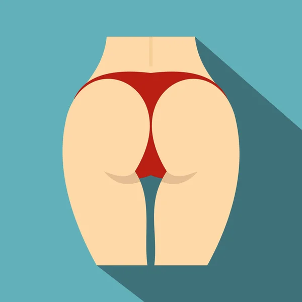 Female buttocks in red panties icon, flat style — Stock Vector