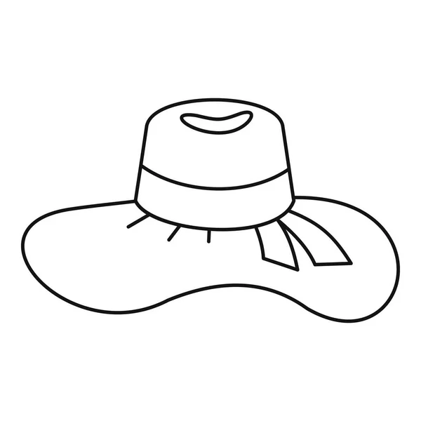 Cappello donna icona, contorno stile — Vettoriale Stock