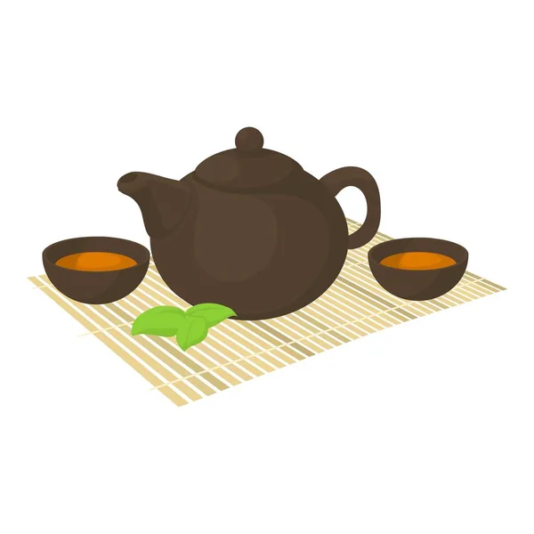 Ikone der Teezeremonie, Cartoon-Stil — Stockvektor