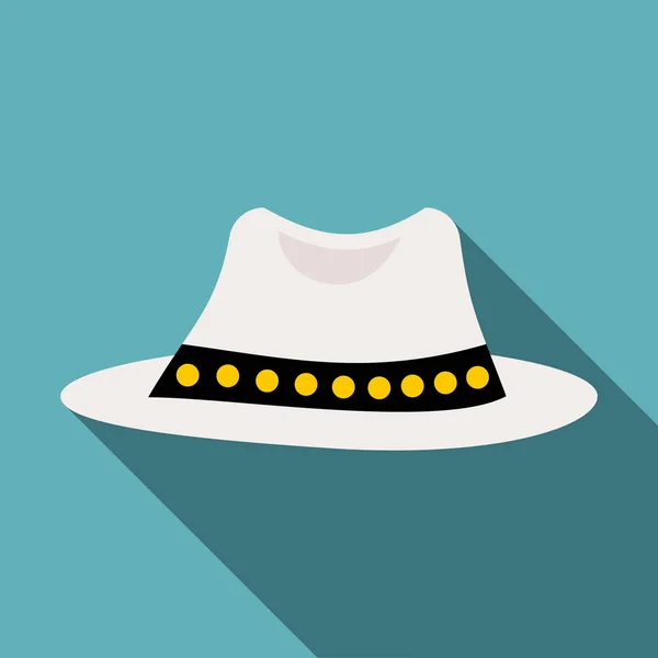 Λευκό καπέλο εικονίδιο, επίπεδη στυλ — Διανυσματικό Αρχείο