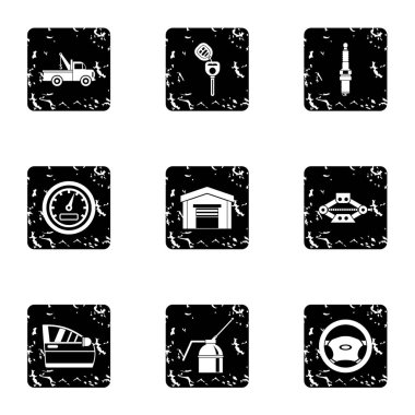 Bakım araba simgeler kümesi, grunge tarzı