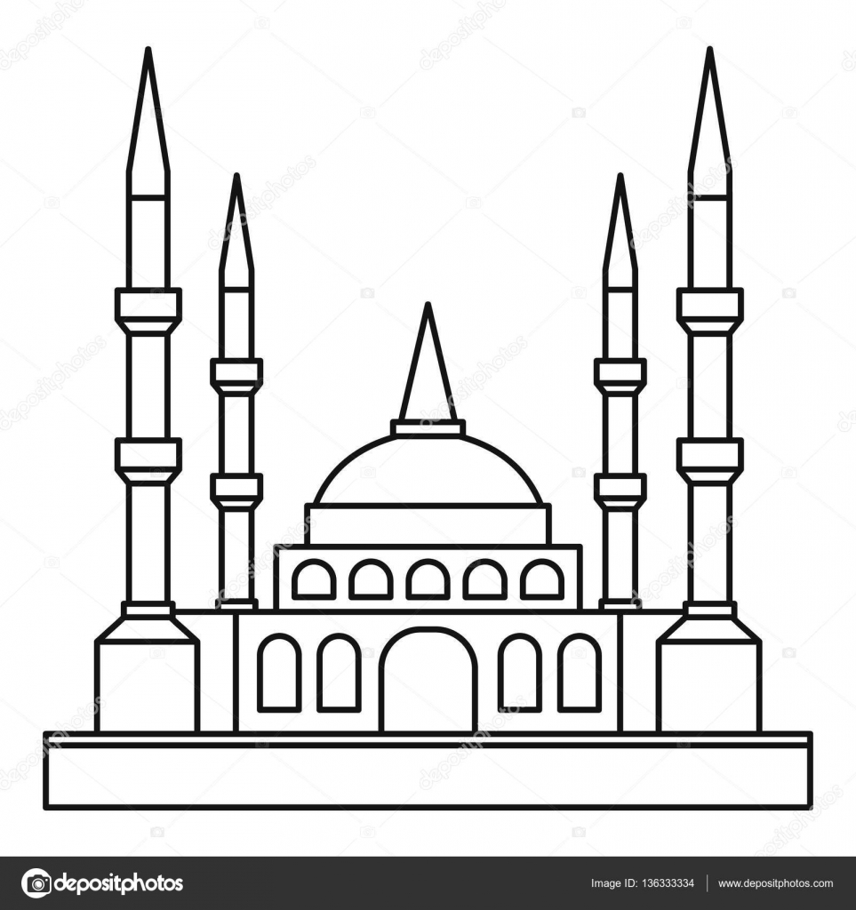 Download Muslim mosque icon, outline style — Stock Vector ...