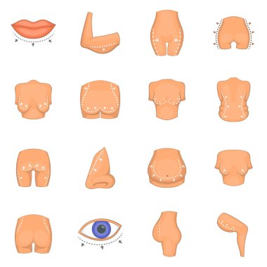 Plastik cerrah Icons set, karikatür tarzı