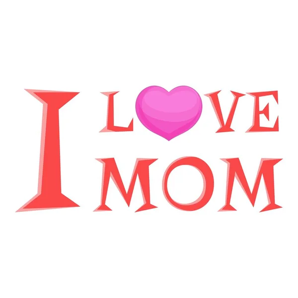 Amo mamma lettering icona, stile cartone animato — Vettoriale Stock