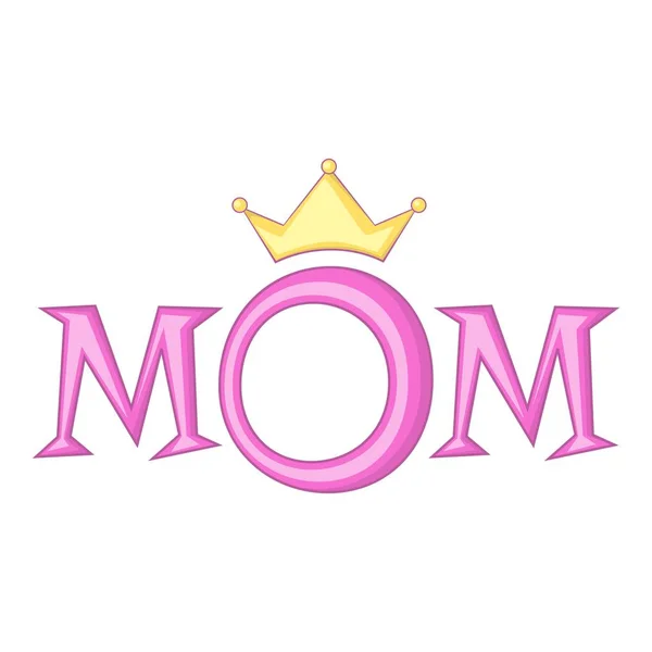Lettrage maman avec couronne icône, style dessin animé — Image vectorielle