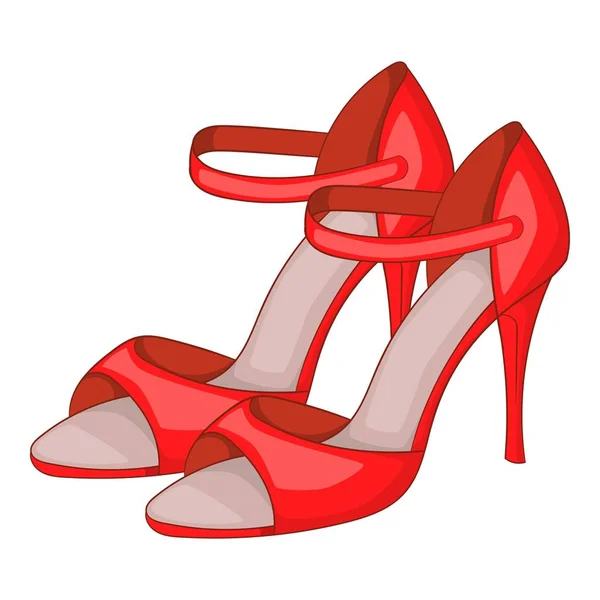 Červená žena tango vysoké podpatky ikona, kreslený styl — Stockový vektor