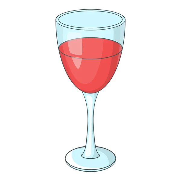 Glass of red wine icon, cartoon style — Stock Vector