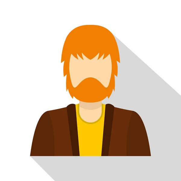 Homem cabeludo com ícone de barba, estilo plano — Vetor de Stock