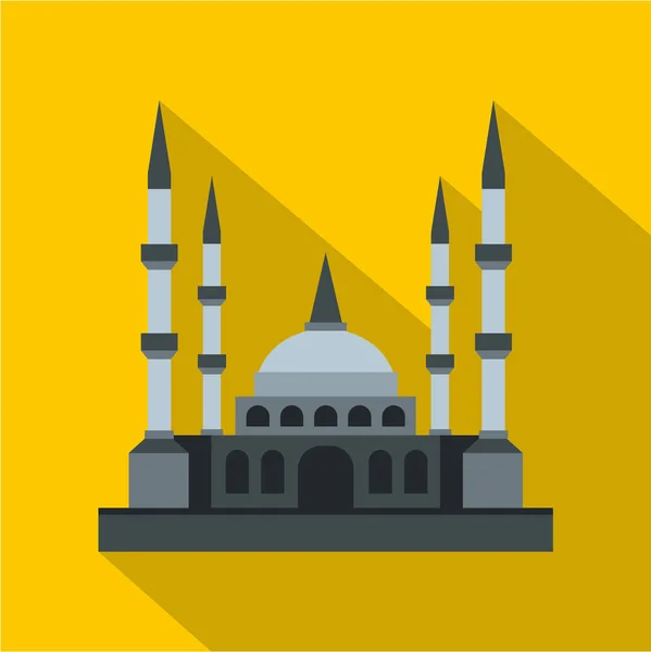 Icono de mezquita musulmana, estilo plano — Vector de stock