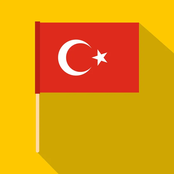 Flagge der Türkei Ikone, flacher Stil — Stockvektor