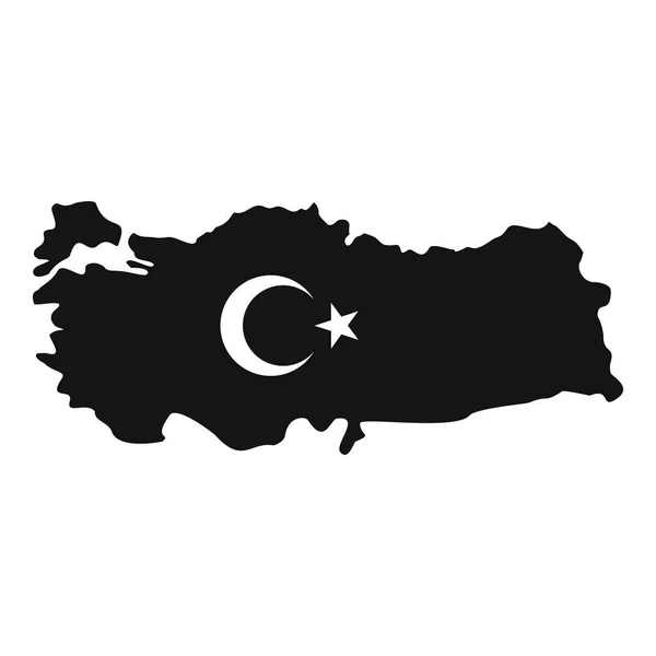 Χάρτης της Τουρκίας με την εθνική σημαία σύμβολα εικονίδιο — Διανυσματικό Αρχείο