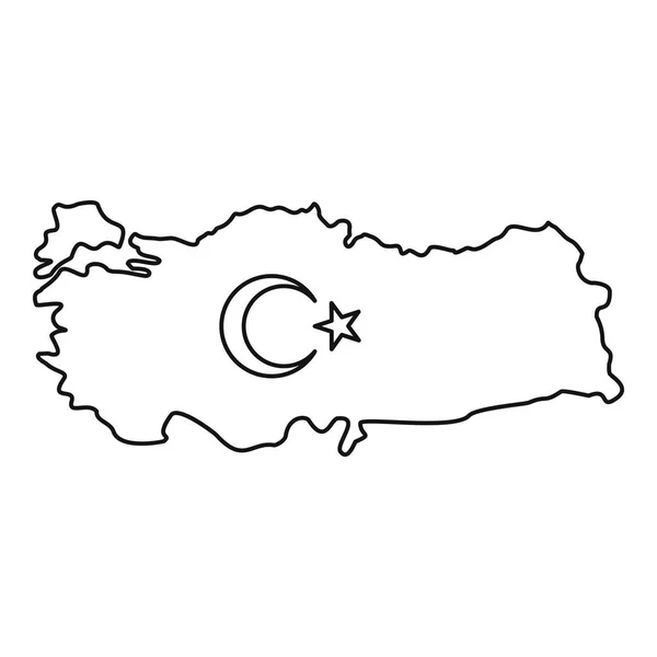 Peta ikon Turki, gaya garis besar - Stok Vektor
