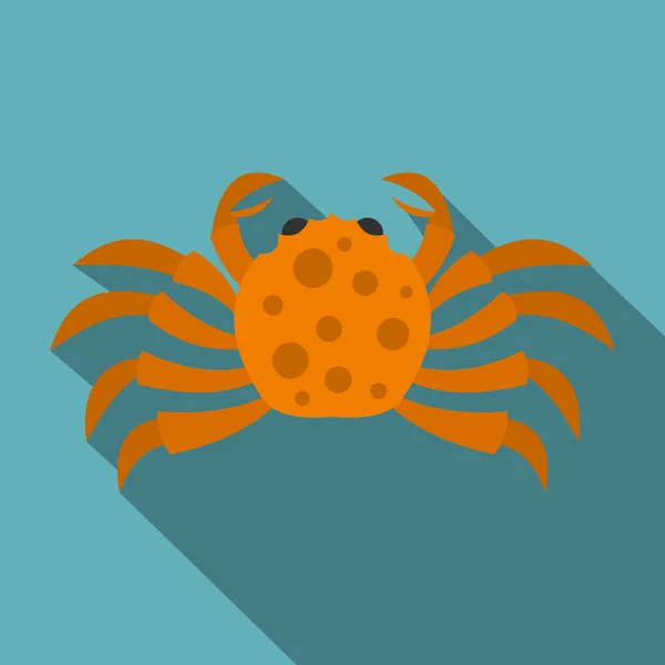 Icône de crabe orange, style plat — Image vectorielle