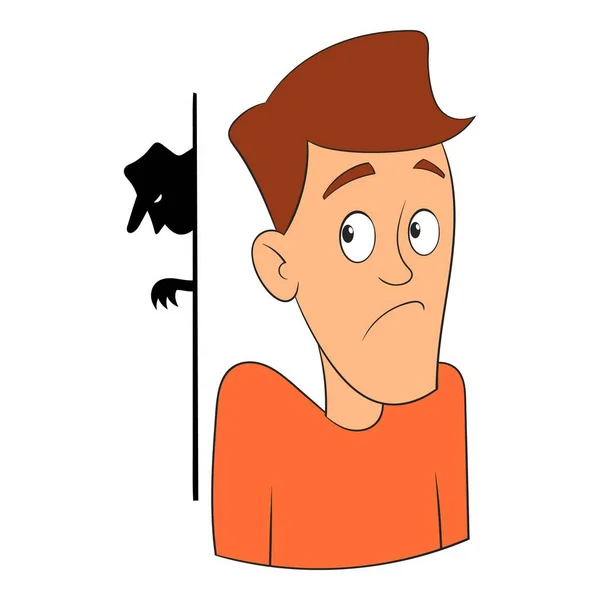 El miedo al ladrón icono, estilo de dibujos animados — Vector de stock