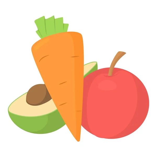 Vegetables and fruits icon, cartoon style — Stock Vector