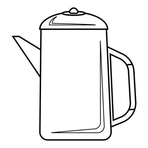 Metal kettle icon, outline style — Stock Vector