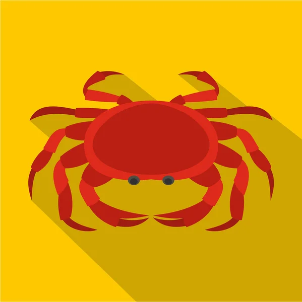 Großes rotes Krabben-Symbol, flacher Stil — Stockvektor