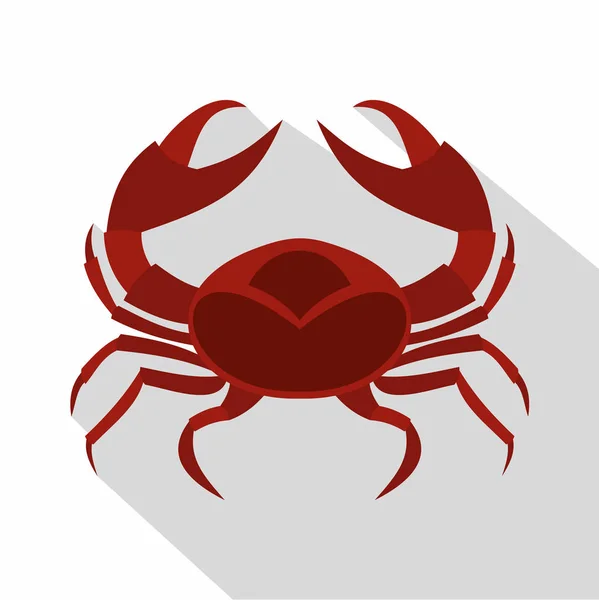 Rode Zee krab pictogram, vlakke stijl — Stockvector