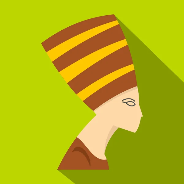 Icône tête néfertiti, style plat — Image vectorielle