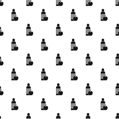 Şişe su ve elma desen, basit tarzı