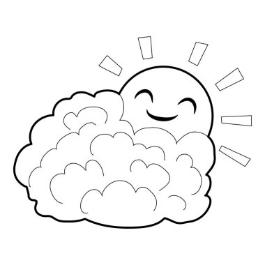 Güneş ve bulut simgesi, izometrik 3d stili