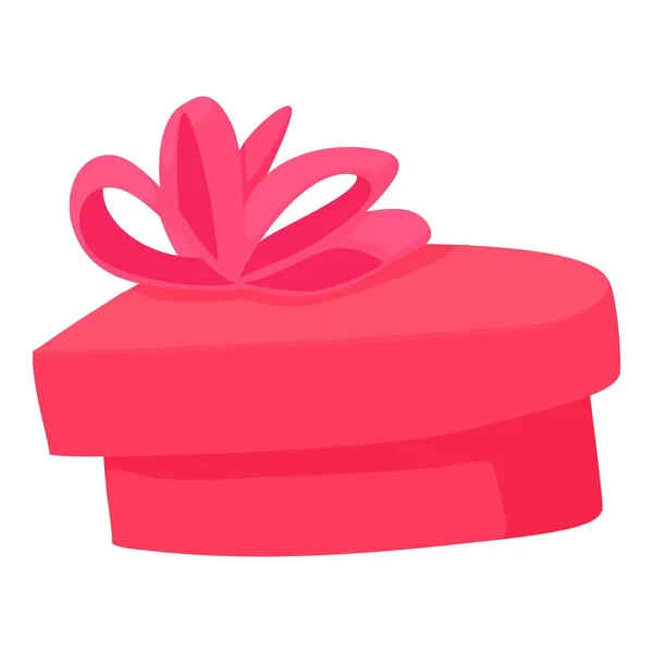 Pink heart shaped gift box with ribbon icon — Stock Vector