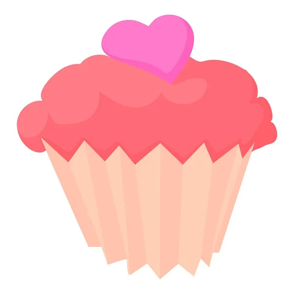 Icono de cupcake de San Valentín, estilo de dibujos animados — Archivo Imágenes Vectoriales