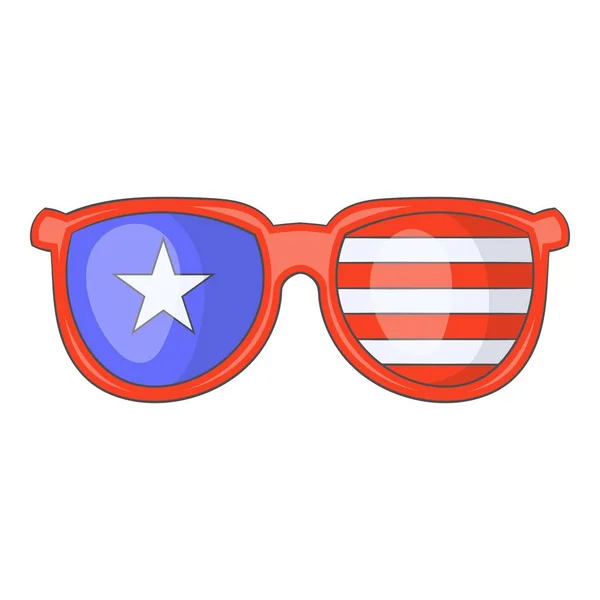 Independence day sunglasses icon, cartoon style — Stock Vector