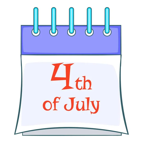 Ícone do calendário do dia da independência, estilo dos desenhos animados — Vetor de Stock