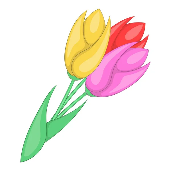 Икона тюльпанов, стиль мультфильма — стоковый вектор