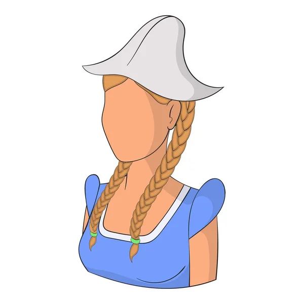 Икона голландской женщины, стиль мультфильма — стоковый вектор
