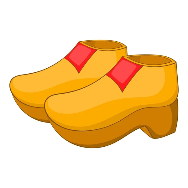 Icona della scarpa in legno, stile cartone animato — Vettoriale Stock