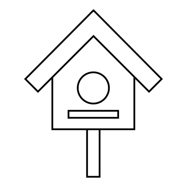 Иконка птичьего домика, стиль контура — стоковый вектор