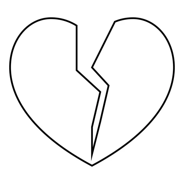 Icono de corazón roto, estilo de contorno — Archivo Imágenes Vectoriales
