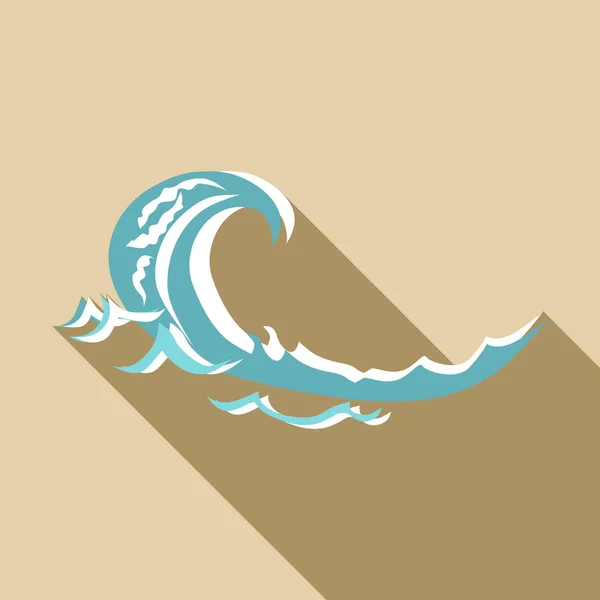 Sea wave icon, flat style — Stock Vector