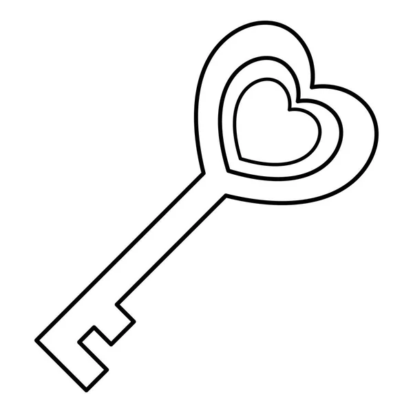 Icono de clave de amor, estilo de esquema — Vector de stock