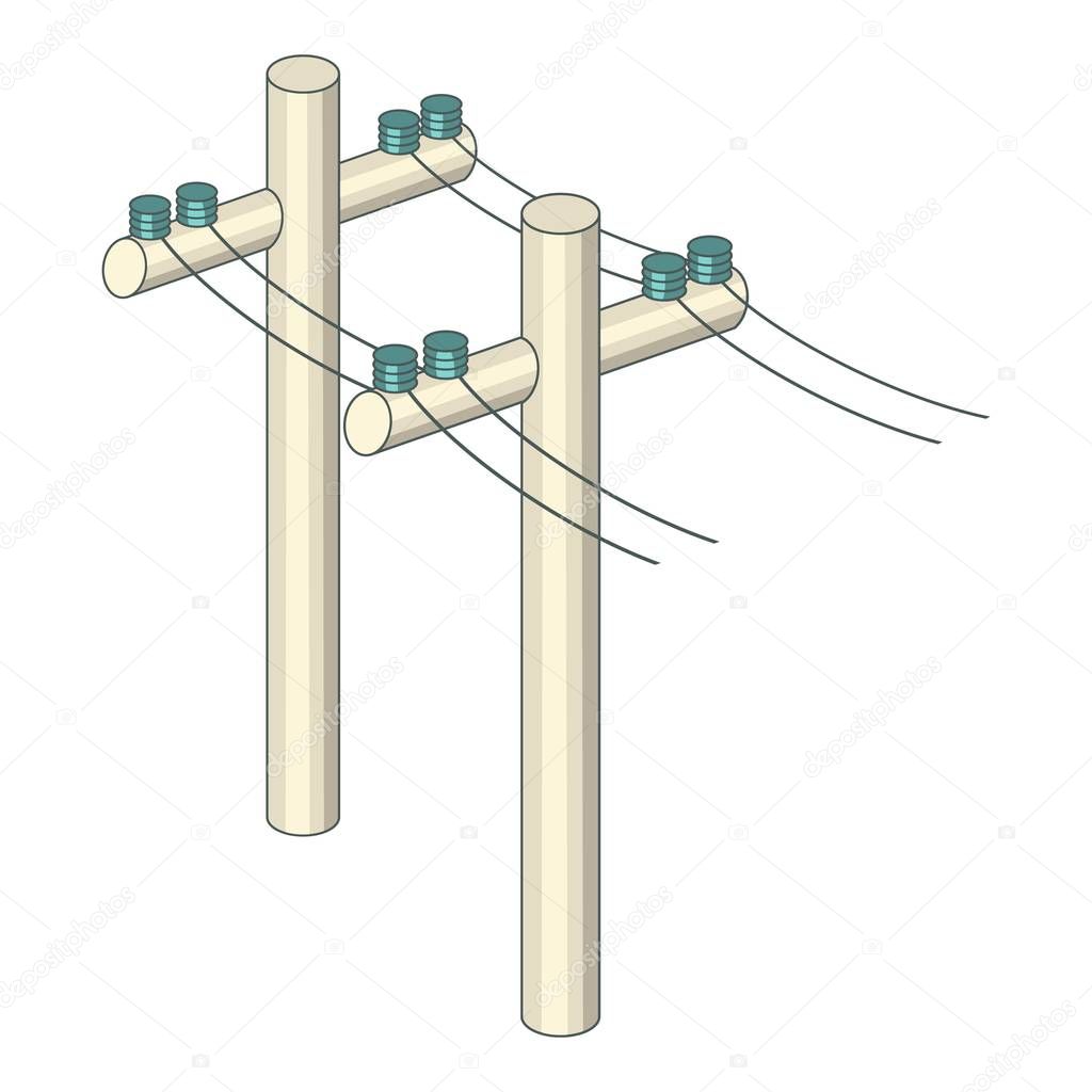 Poles with wires icon. Cartoon illustration of poles with wires vector icon for web