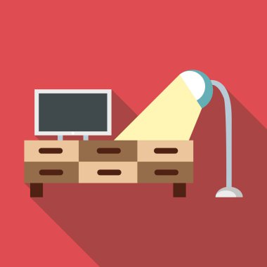 Tv ve lamba simgesi, düz stil