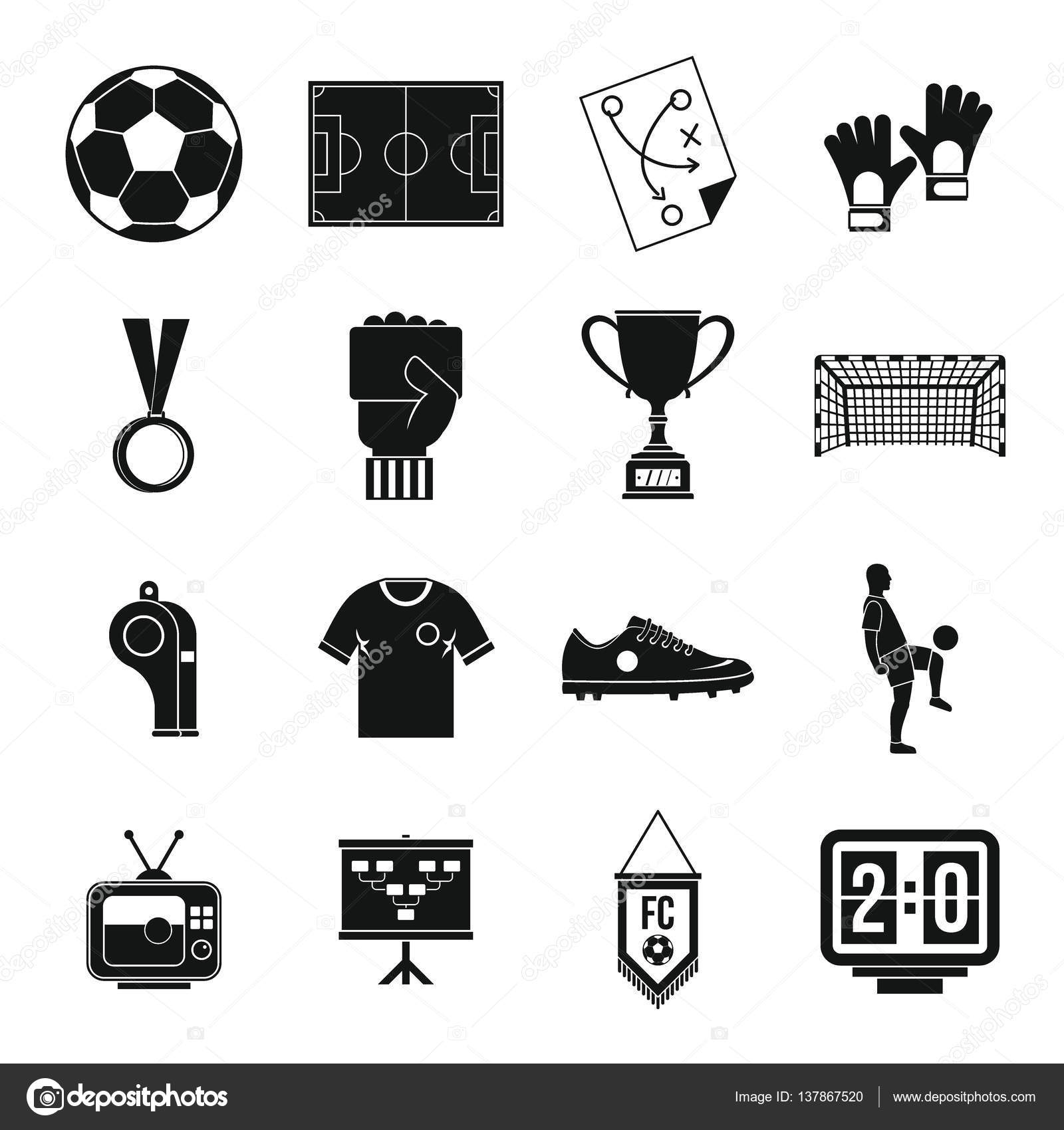 Soccer football icons set, simple style — Stock Vector © ylivdesign 137867520
