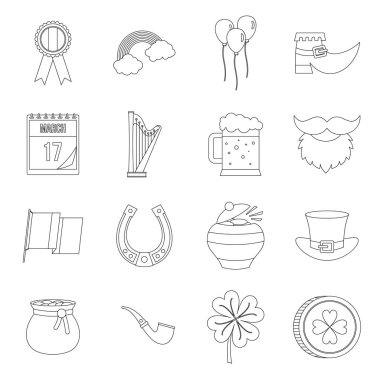 Saint Patrick simgeleri ayarlayın, anahat tarzı