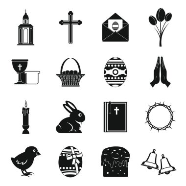 Paskalya öğeleri Icons set, basit tarzı