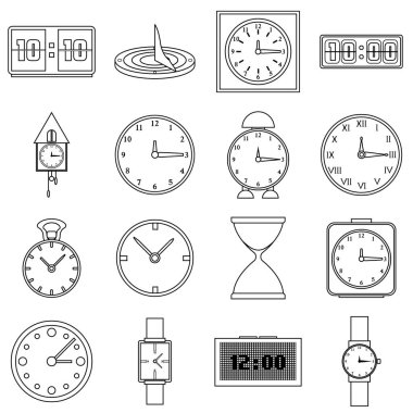 Saatler simgeleri ayarlayın, anahat stili