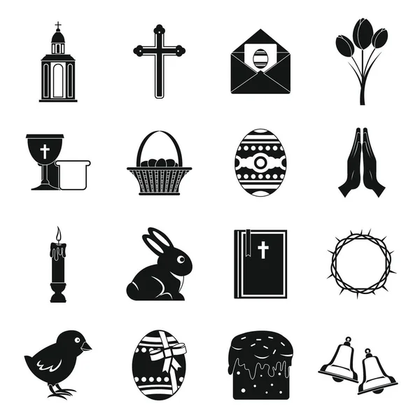 Articles de Pâques icônes ensemble, style simple — Image vectorielle